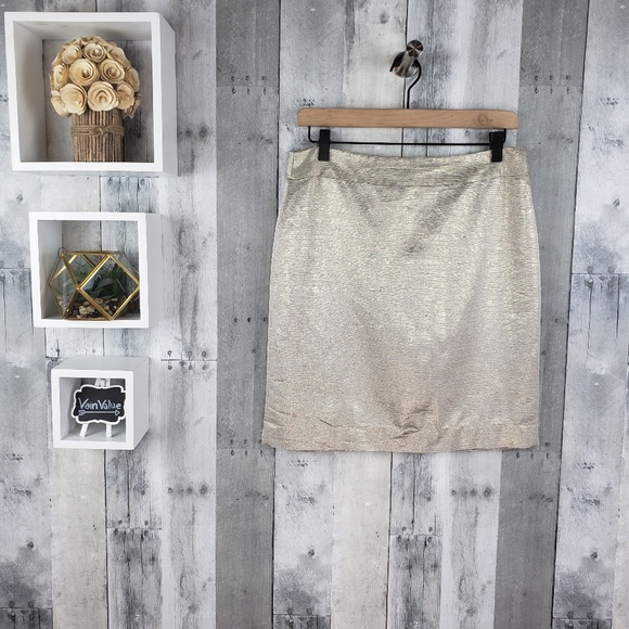 LOFT | Gold Metallic Pencil Skirt - Picture 1 of 5